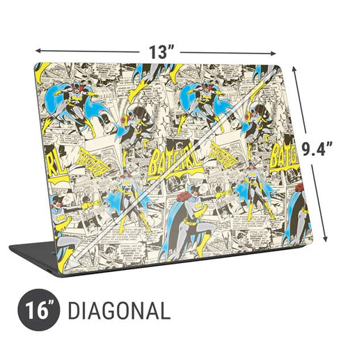 DC Comics Batman Batgirl Vintage Action pose pattern Universal Laptop 16in (13 x 9.4in) Skin